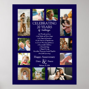 Póster Collage de fotos de 20 años de boda editable
