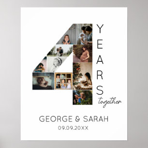 Póster Collage de fotos de 4 años juntos aniversario de b