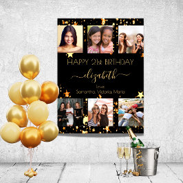 Póster Collage de fotos de amigos de estrellas de oro neg