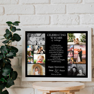 Póster Collage de fotos de aniversario de boda de 50 años