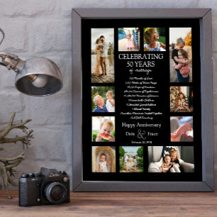 Póster Collage de fotos de aniversario de boda de 50 años
