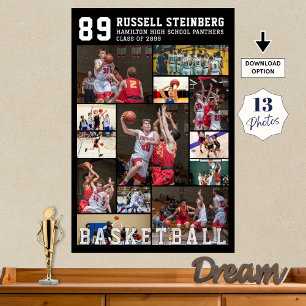 Póster Collage de fotos de baloncesto 13 Nombre del jugad