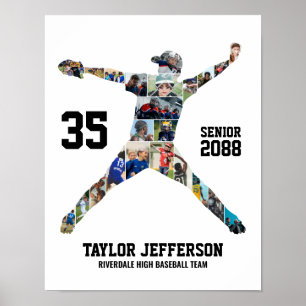 Póster Collage de fotos de béisbol del lanzador senior