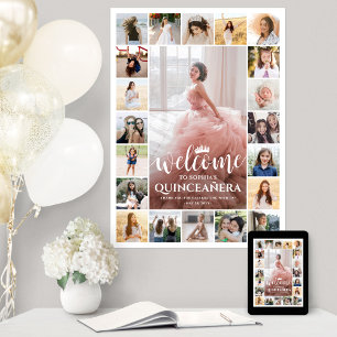 Póster Collage de fotos de bienvenida de Quinceañera Cump