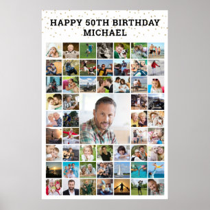Póster Collage de fotos de cumpleaños 55 personalizable p