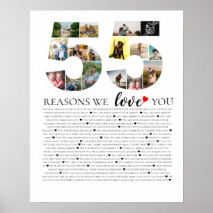 Póster Collage de fotos de cumpleaños 55 razones por las 