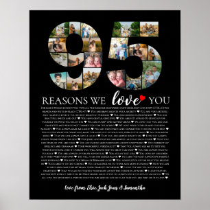 Póster Collage de fotos de cumpleaños 95 razones por las 