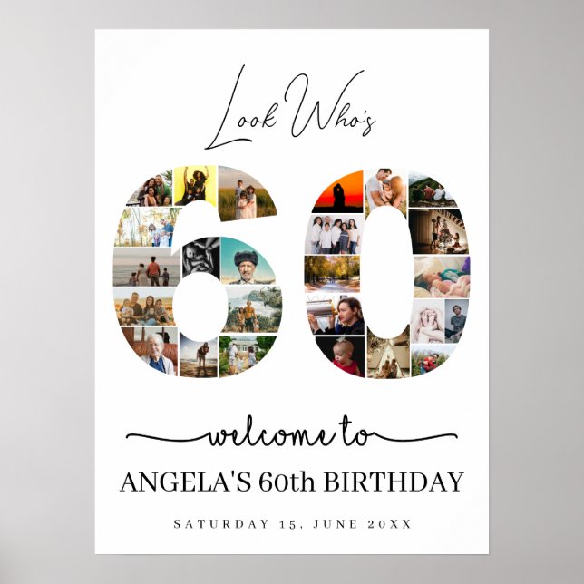 Póster collage de fotos de cumpleaños de 60 años (Frente)
