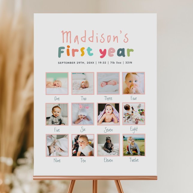 Póster Collage de fotos de cumpleaños de primer año Minim (Subido por el creador)