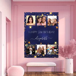 Póster Collage de fotos de cumpleaños estrellas de oro az