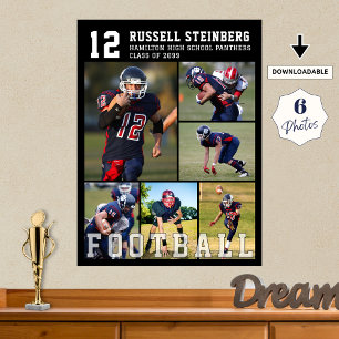 Póster Collage de fotos de fútbol de secundaria para la n