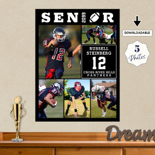 Póster Collage de fotos de fútbol para graduación de Seni