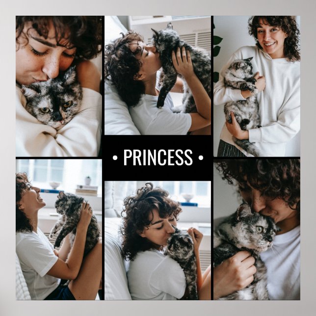 Póster Collage de fotos de gato monogramado (Frente)