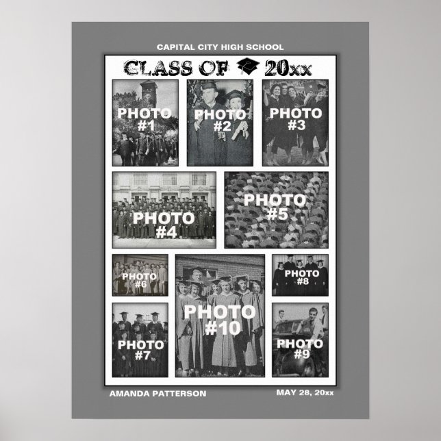 Póster Collage de fotos de graduación 10 Poster de imágen (Frente)