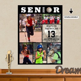 Póster Collage de fotos de graduación 6 de Softball