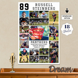 Póster Collage de fotos de graduación de deportes senior 