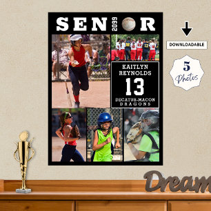 Póster Collage de fotos de graduación de Softbol 5