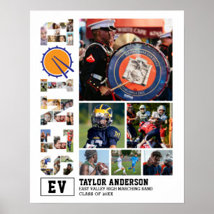 Póster Collage de fotos de Graduación Senior de Banda de 