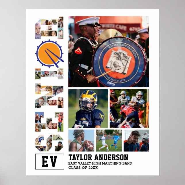 Póster Collage de fotos de Graduación Senior de Banda de  (Frente)