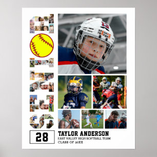 Póster Collage de fotos de graduación senior de Softball