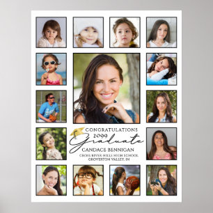 Póster Collage de fotos de guión manuscrito de grado 15