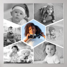 Collage de fotos de hexágono blanco y negro