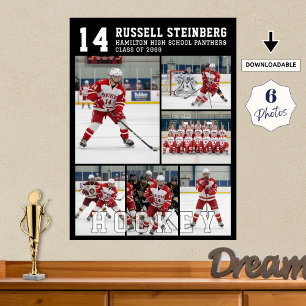 Póster Collage de fotos de Hockey de Escuela Secundaria N