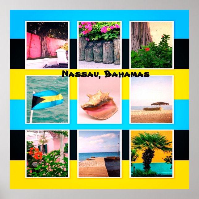 Póster Collage de fotos de Nassau, Bahamas (Frente)