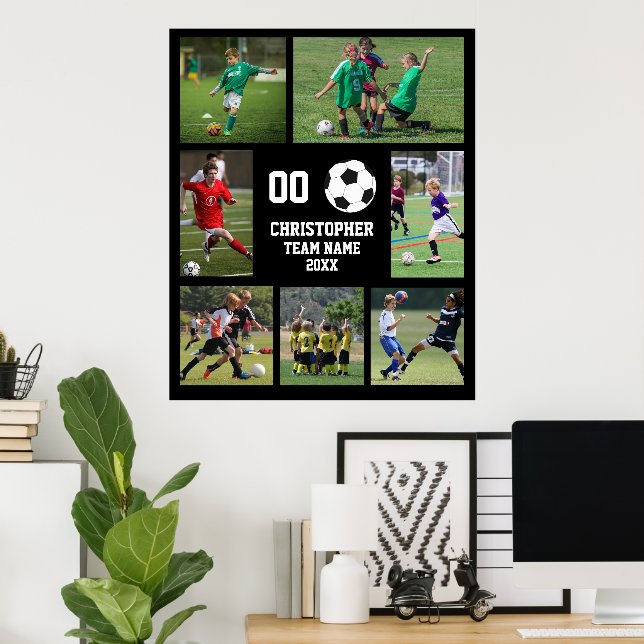 Póster Collage de fotos de nombres de equipo de fútbol (Oficina en casa)