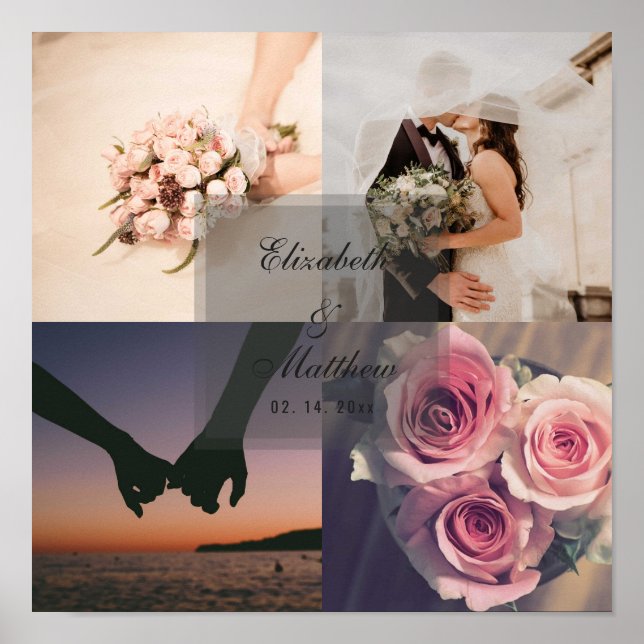Póster Collage de fotos de Novias y Groom, aniversario de (Frente)