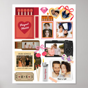 Póster Collage de fotos de pareja perfecta de caja de cer