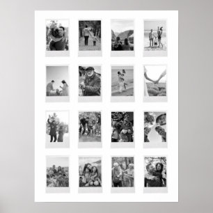 Póster Collage de fotos de película instantánea negra y b