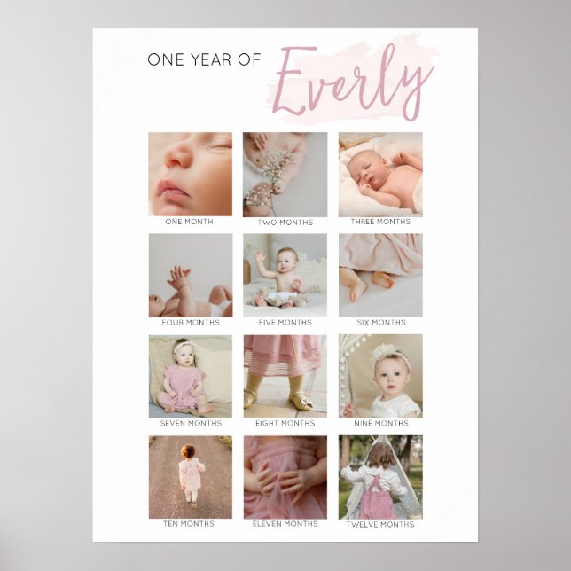 Póster Collage de fotos de primer año de bebés (Frente)