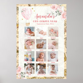 Póster Collage de fotos de primer año de globo aerostátic