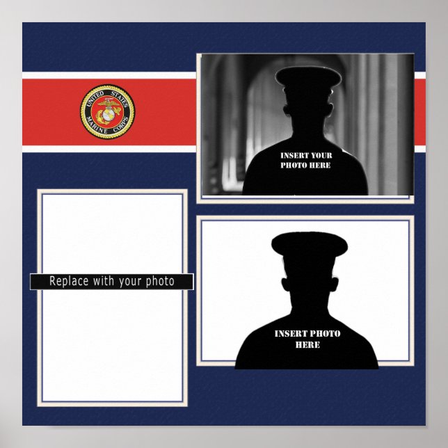 Póster COLLAGE DE FOTOS de reconocimiento de sellos USMC (Frente)