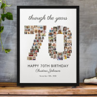 Collage de fotos del 70 cumpleaños feliz