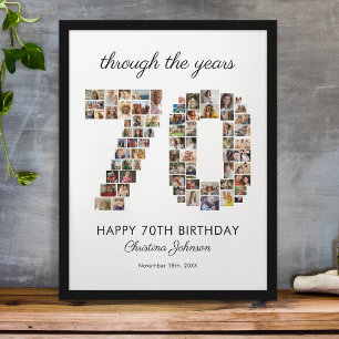 Póster Collage de fotos del 70 cumpleaños feliz
