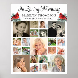 Póster Collage de fotos del Cardenal Conmemorativo Pine 2