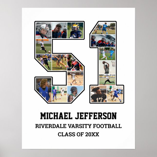 Póster Collage de fotos del equipo deportivo senior númer (Frente)