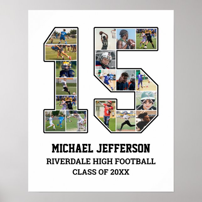 Póster Collage de fotos del equipo deportivo senior númer (Frente)