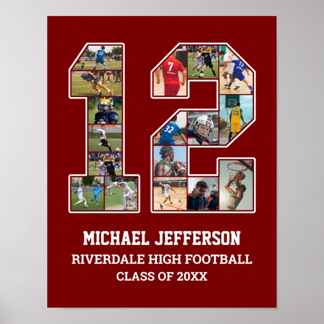 Póster Collage de fotos del equipo deportivo senior númer (Frente)