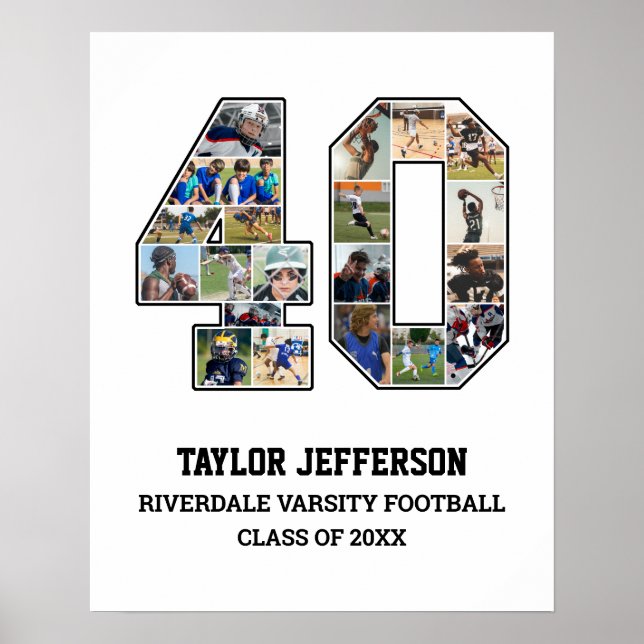 Póster Collage de fotos del equipo deportivo senior númer (Frente)