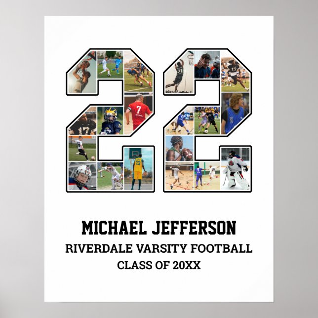 Póster Collage de fotos del equipo deportivo senior númer (Frente)