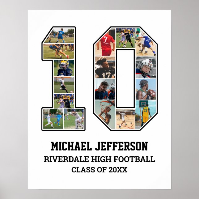Póster Collage de fotos del equipo deportivo senior númer (Frente)