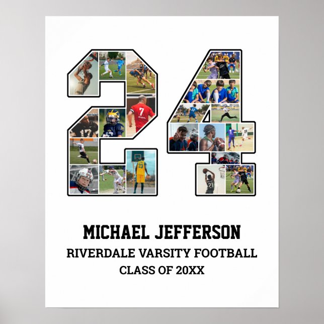 Póster Collage de fotos del equipo deportivo senior númer (Frente)