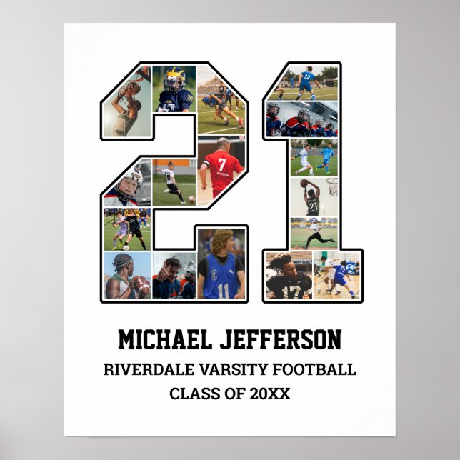 Póster Collage de fotos del equipo deportivo senior númer (Frente)