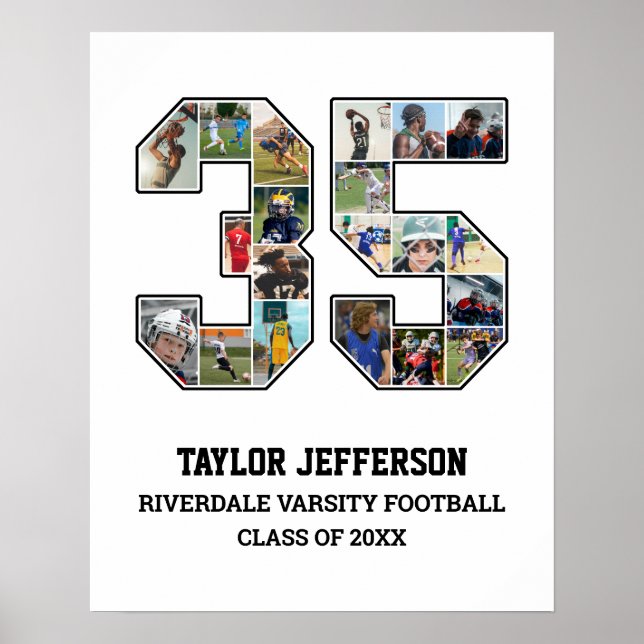 Póster Collage de fotos del equipo deportivo senior númer (Frente)