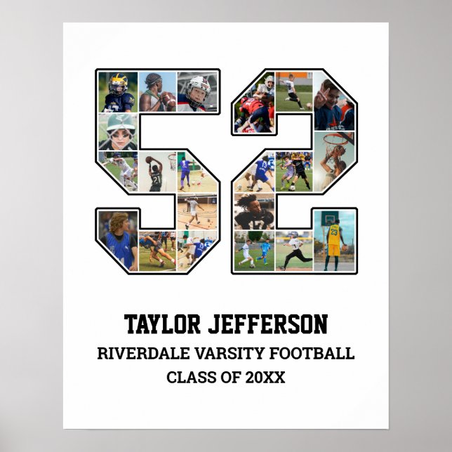 Póster Collage de fotos del equipo deportivo senior númer (Frente)
