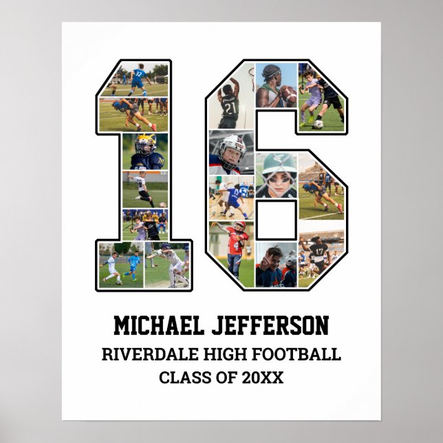 Póster Collage de fotos del equipo deportivo senior númer (Frente)
