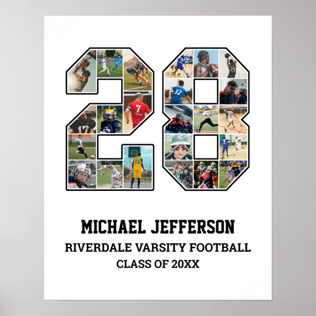 Póster Collage de fotos del equipo deportivo senior númer (Frente)